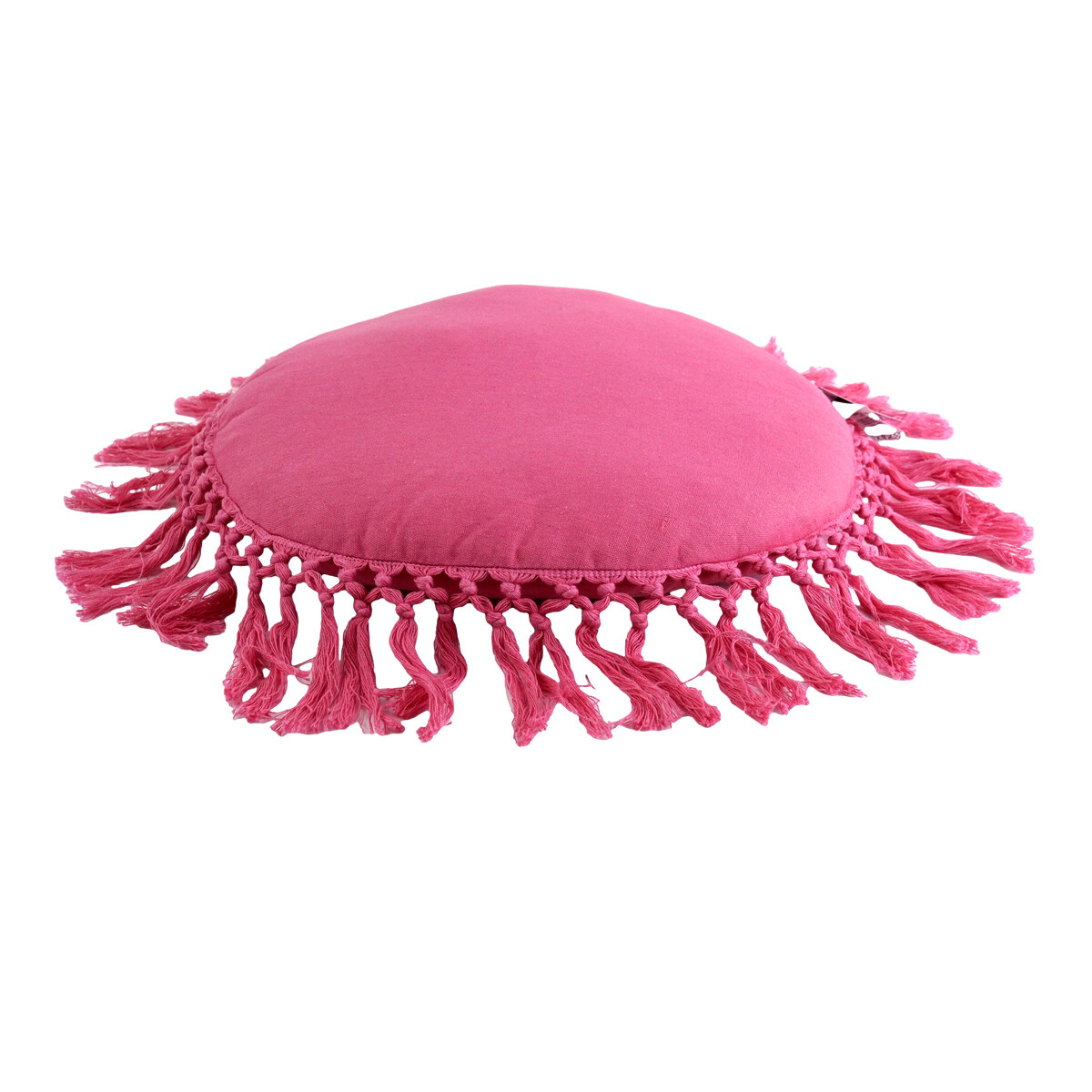 ALMOHADON REDONDO 38CM DIAM TELA LISO C/FLECOS 