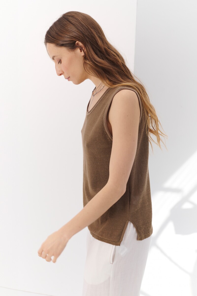 TOP TEJIDO LINO KHAKI