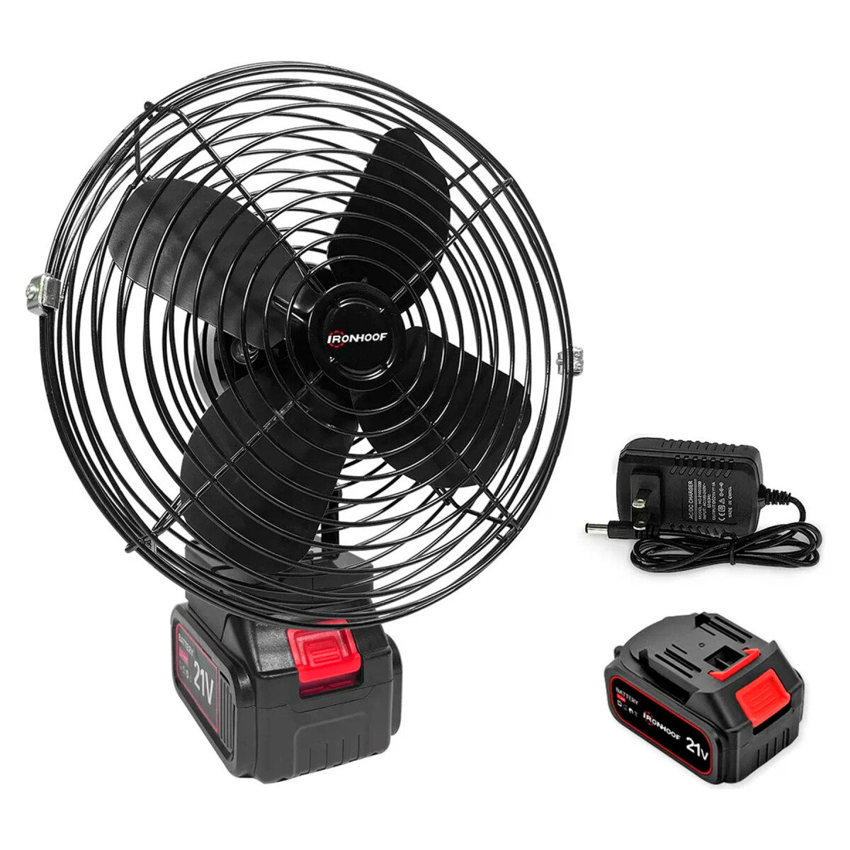 Ventilador Goldtech Portátil Recargable Inalámbrico X2 Bat - Color Negro 