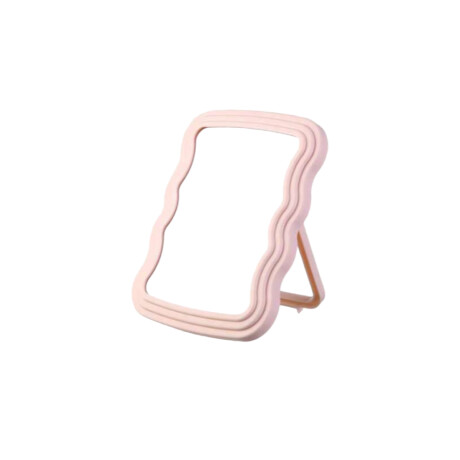 Espejo color pastel ondeado con soporte trasero Rosado