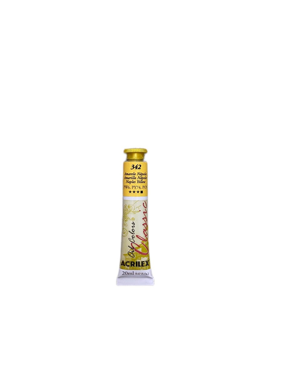 Pintura al Óleo para Lienzo Acrilex 20 ml (Tonos Amarillos y Naranjas) - 342 Amarillo Nápoles 