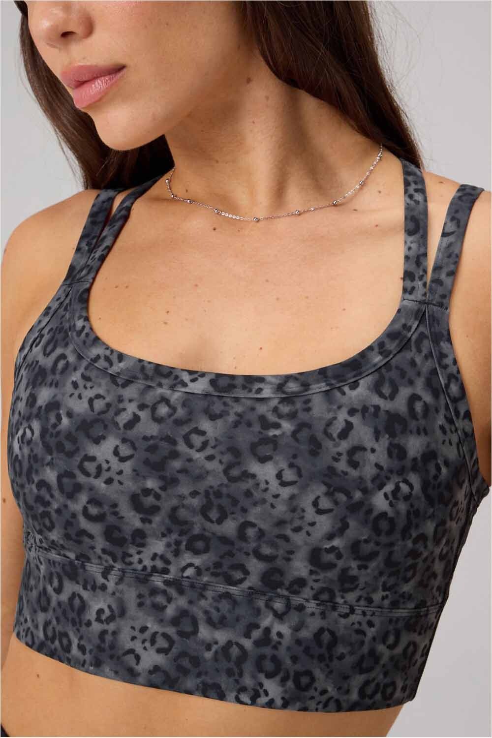 Bra Principal Longline Medium Impact Sports Mujer Black Blurred Animal