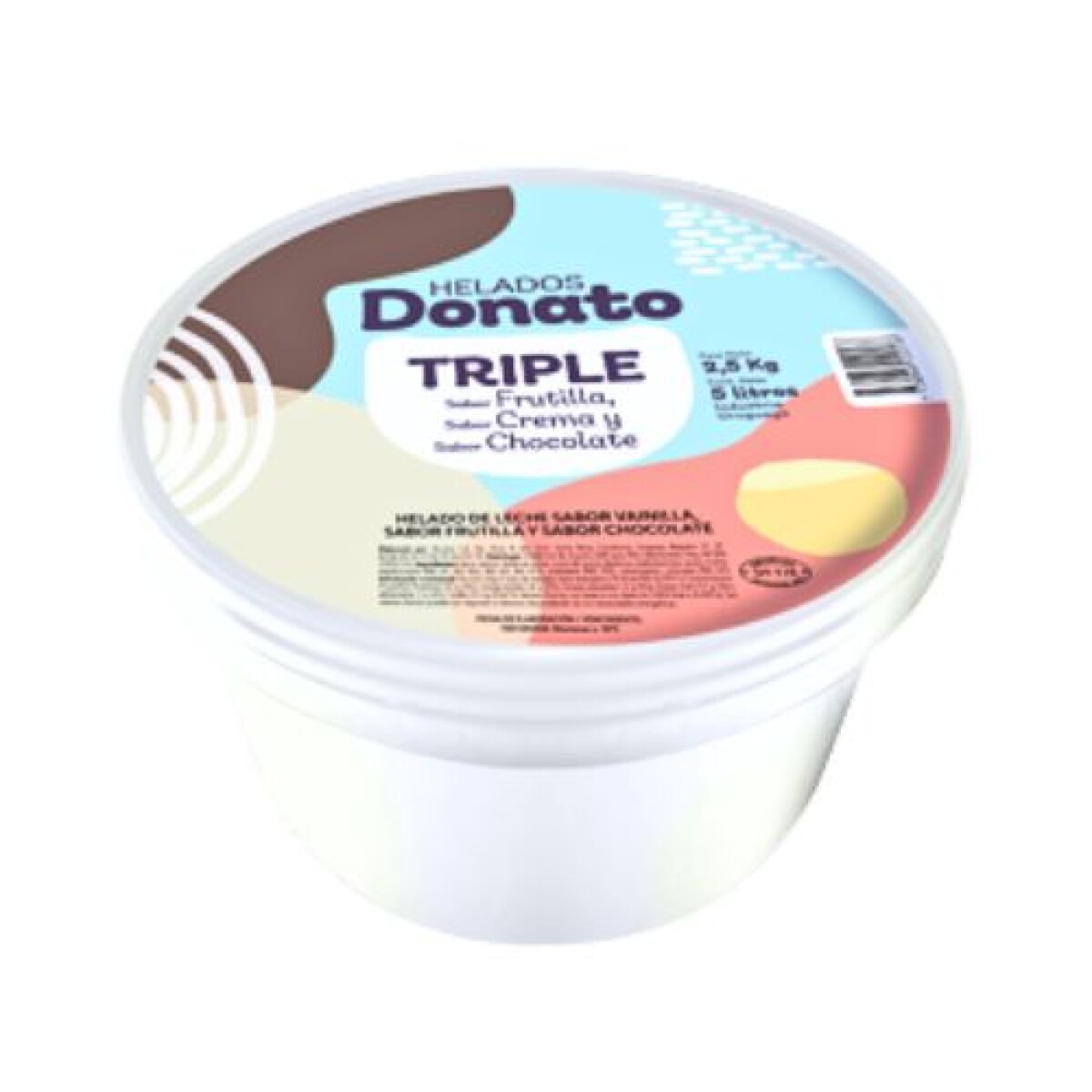 Helado Donato - 5 lt - - Frutilla, Crema y Chocolate 