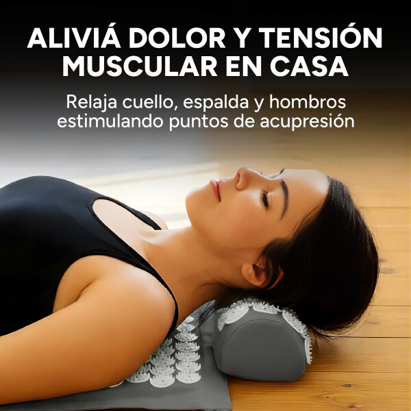 Colchoneta Mat + Almohada Acupuntura Masajeador Relajación Color Gris