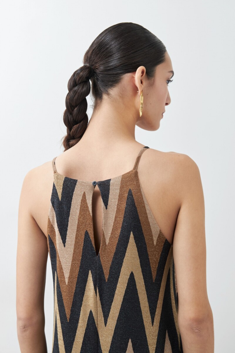 Vestido zig-zag tostado