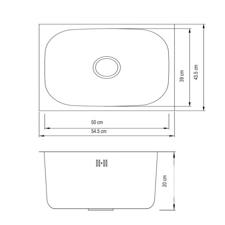 PILETA DE COCINA ACERO INOXIDABLE SIMPLE SOBRE MESADA INCLUYE DESAGUE Y CANASTILLA AQUALIA 000