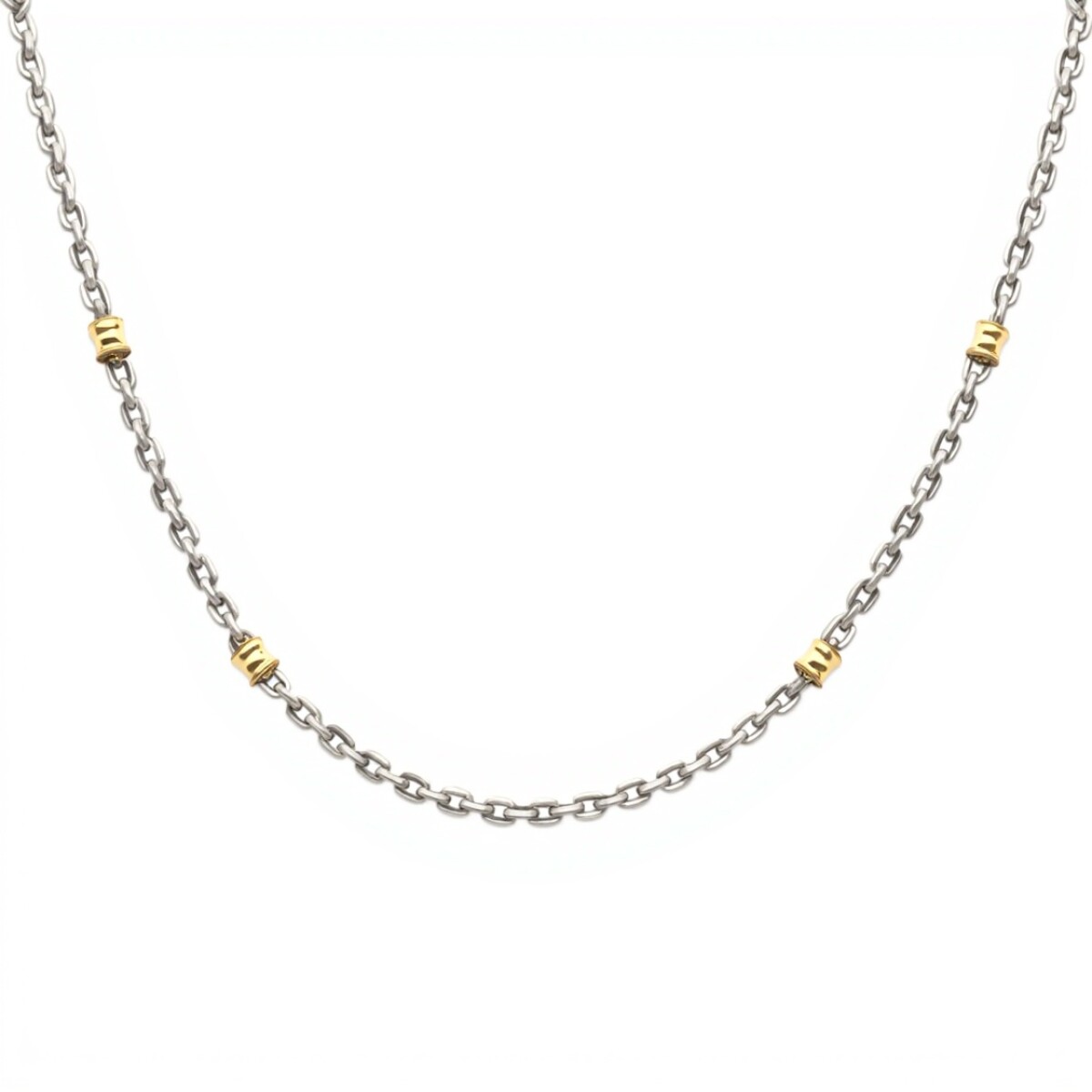 Cadena Collar Volga-Plata y Oro-Sin Piedra-CD5007 - sinpiedra 