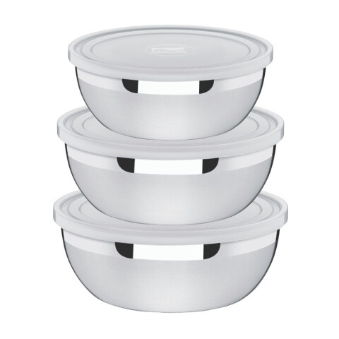 Juego de 3 bowl redondos con tapa, modelo FREEZINOX -TRAMONTINA TF0280
