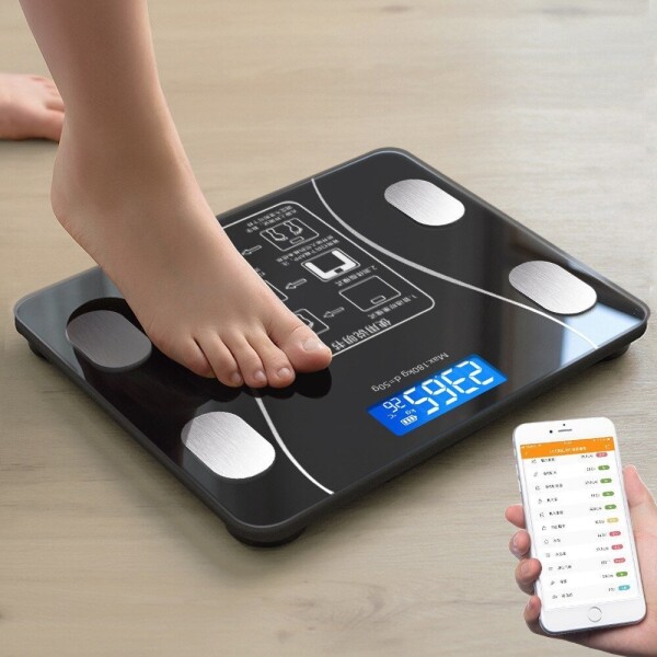 Balanza Baño Smart 180 Kg Bluetooth App Celular Mide Imc Variante Color Negro