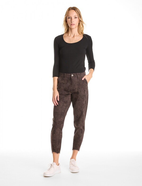 Pantalon Crop & Desflecado GRIS/MULTI