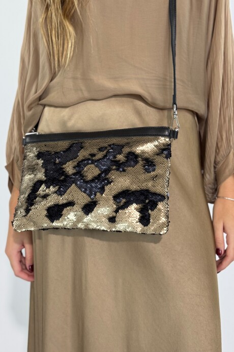 CARTERA DUA Dorado Y Negro