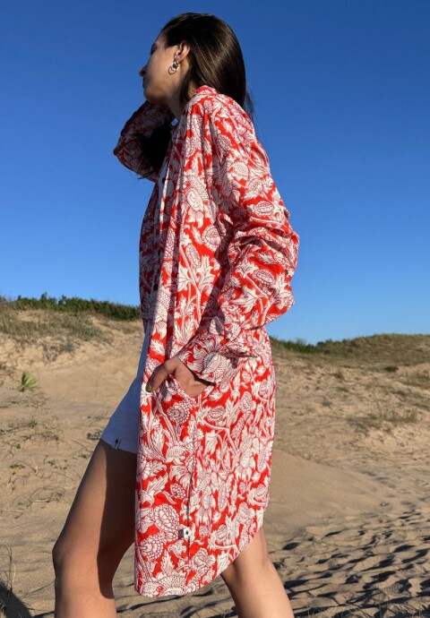 Camisa Cala Block Print Roja