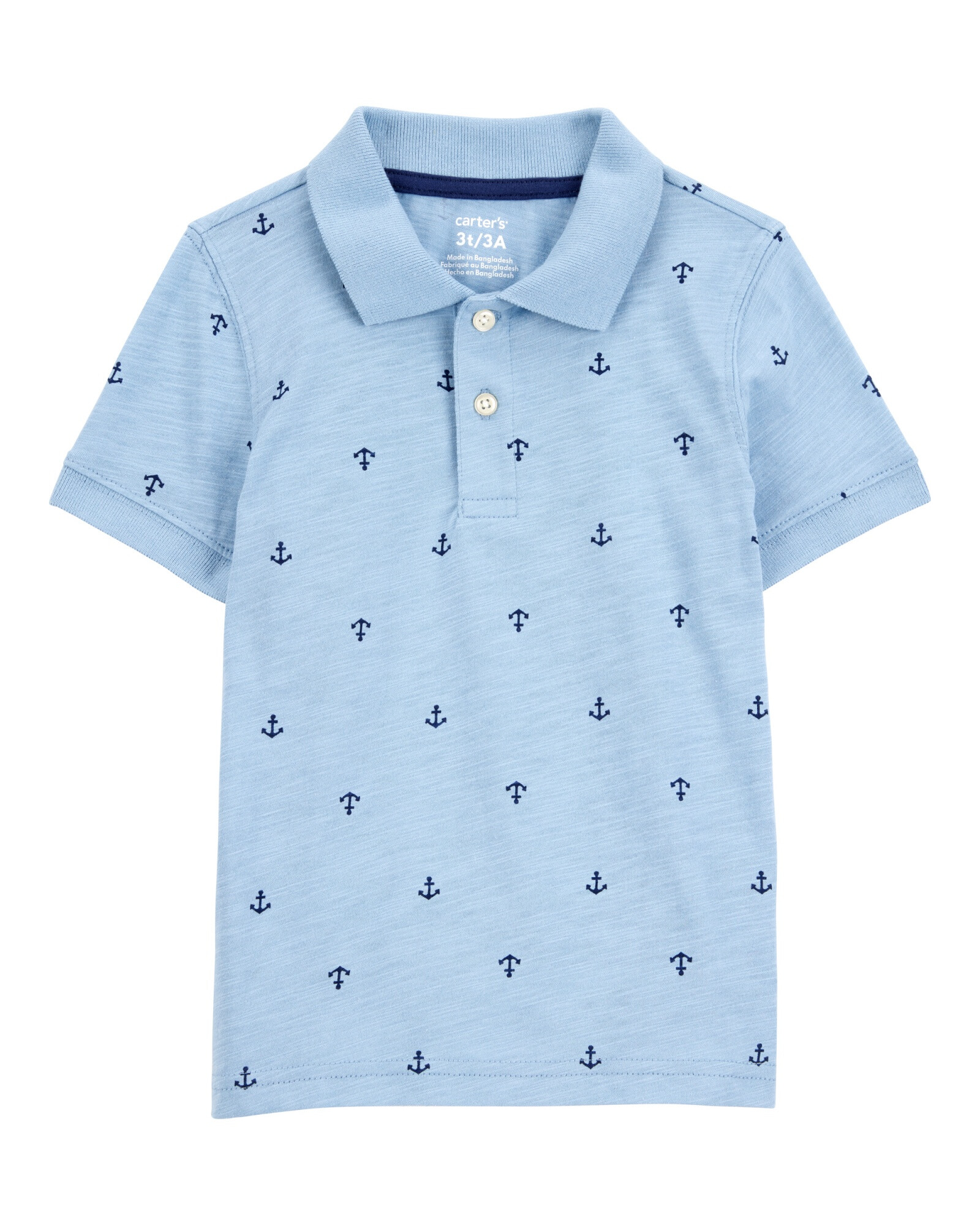 Remera polo de algodón, manga corta, diseño anclas Sin color