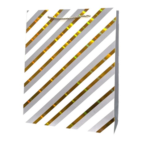 Bolsa Top Mediana Rayas Diagonales Diseño Plateado