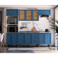 KIT DE COCINA MODELO LAVANDA 5 MÓDULOS CON PUERTA DE VIDRIO BLANCO/AZUL ROYAL Kit De Cocina Modelo Lavanda 5 Módulos Con Puerta De Vidrio Blanco/azul Royal