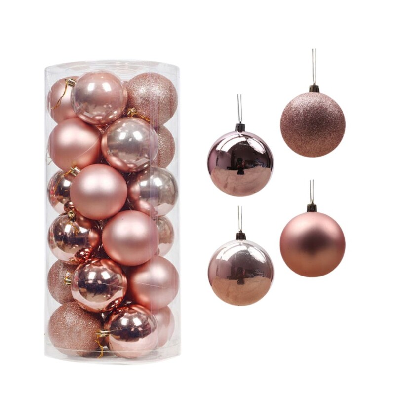 Esferas navideñas x 24 Rosa