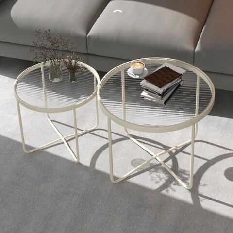 Set x2 mesas LUNA Blanca