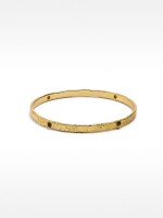 Pulsera Rígida Plana Con Detalles De Color dorado