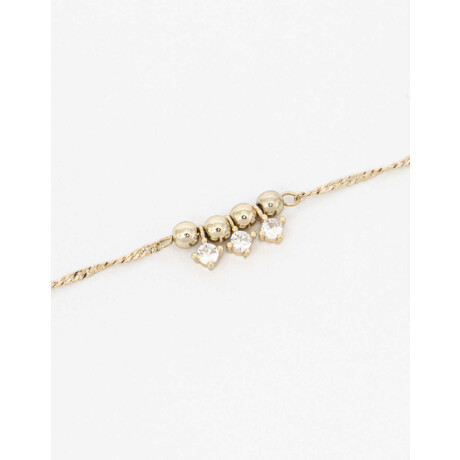 Pulsera Flexible Con Charm De Cubic Zirconia Dorado