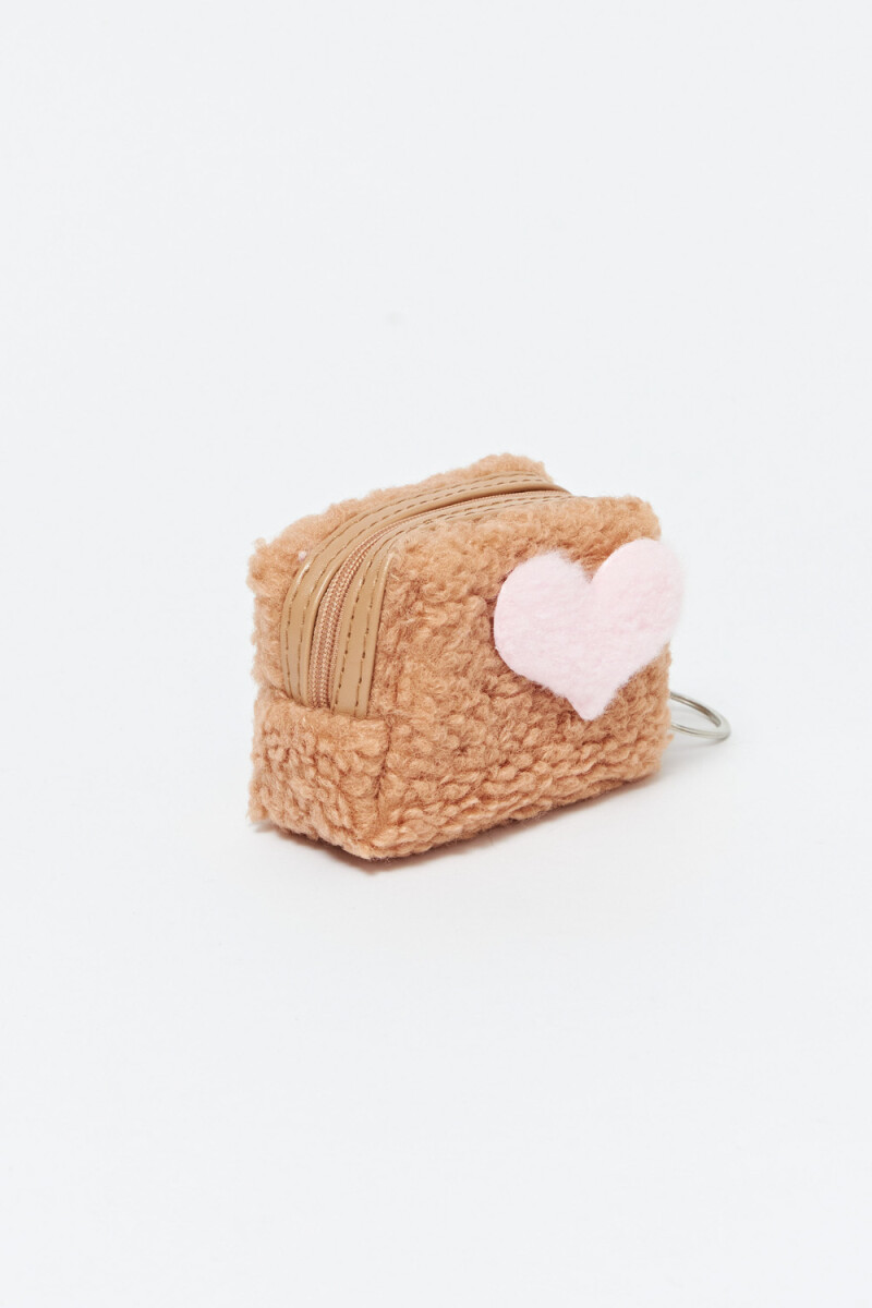 Llavero mini bag corazón - Camel 