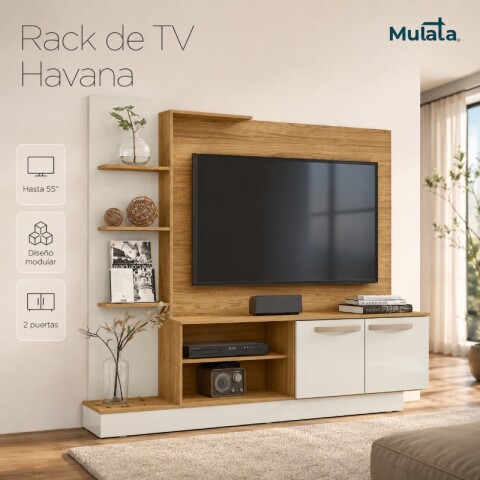 Rack para Tv 55" con estantes modular - MDP - Marrocos / Off white Rack para Tv 55" con estantes modular - MDP - Marrocos / Off white