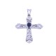 Cruz oro 18k blanco con zafiro oval azul y brillantes. Cruz oro 18k blanco con zafiro oval azul y brillantes.