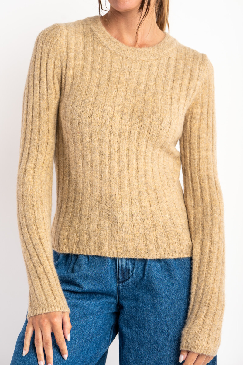 Sweater Grueso Acanalado - Arena 