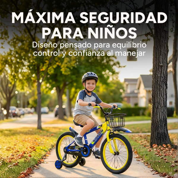 Bicicleta Infantil Yjtong R18 Canasto Parrilla Guardabarros Azul 1