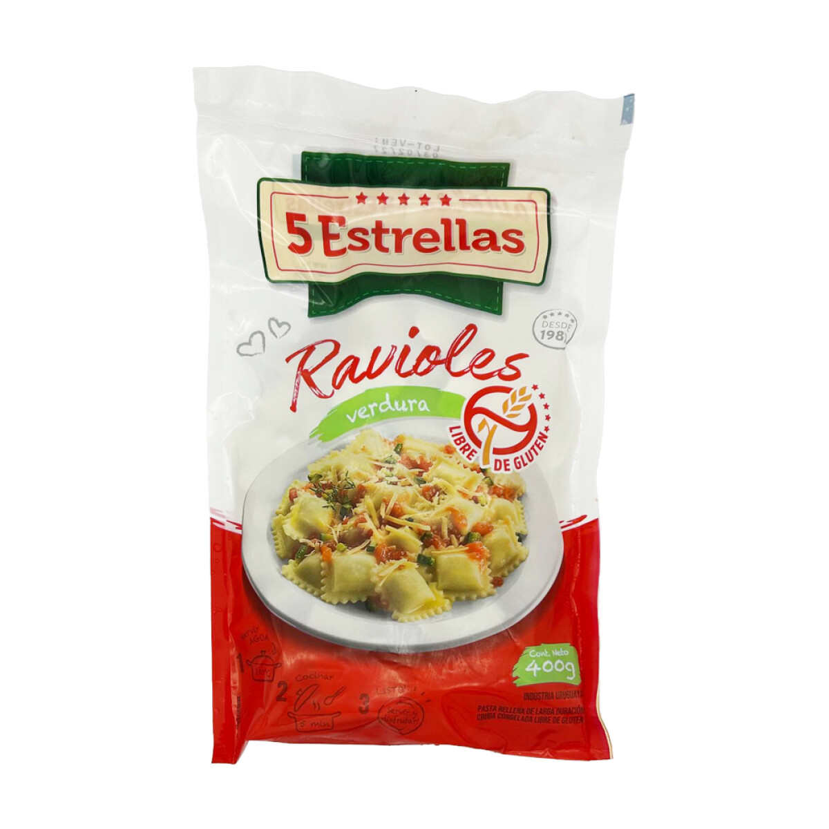 Raviol De Verdura Sin Gluten 5* 400 Gs 