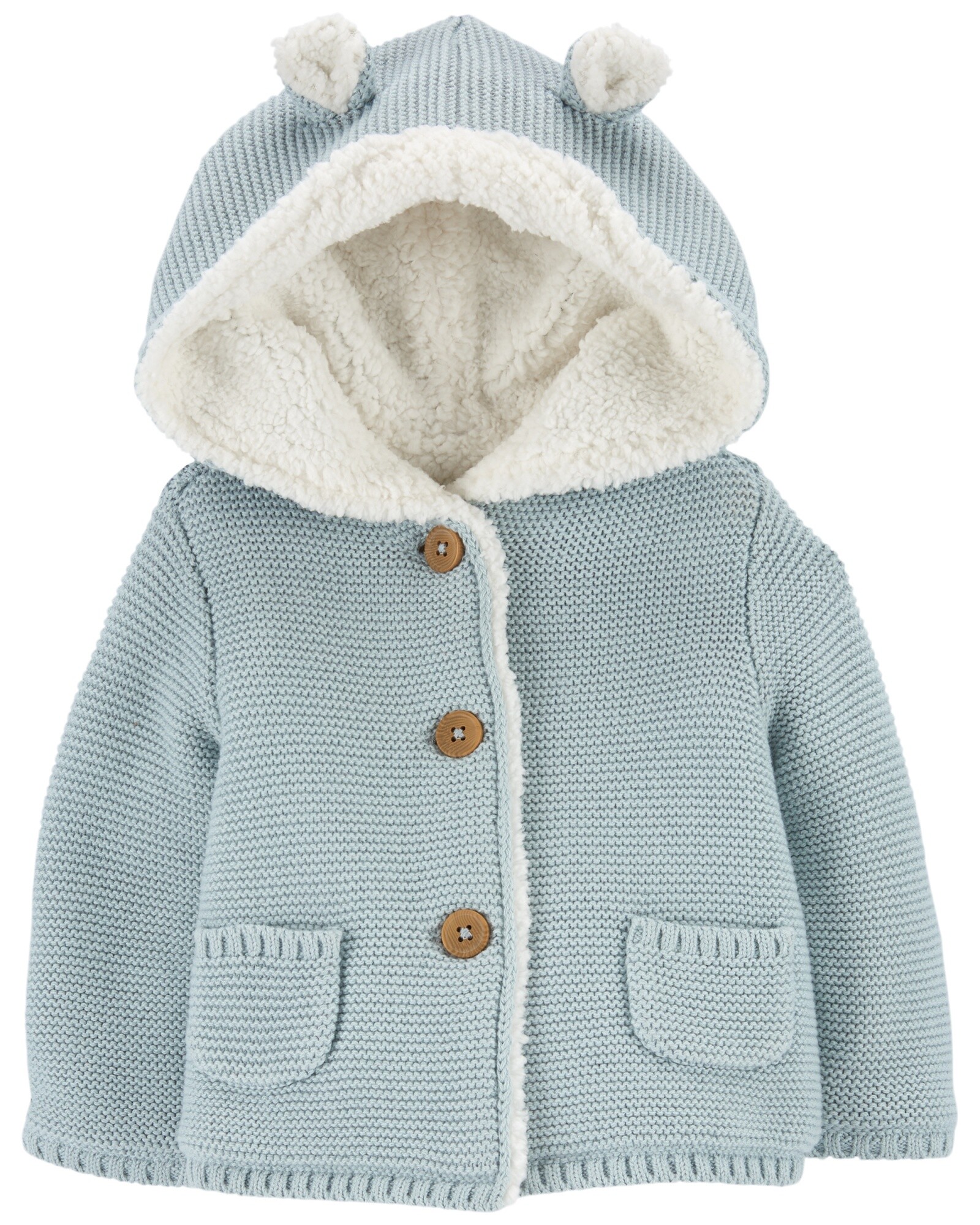 Campera de algodón, con forro de sherpa, azul Sin color