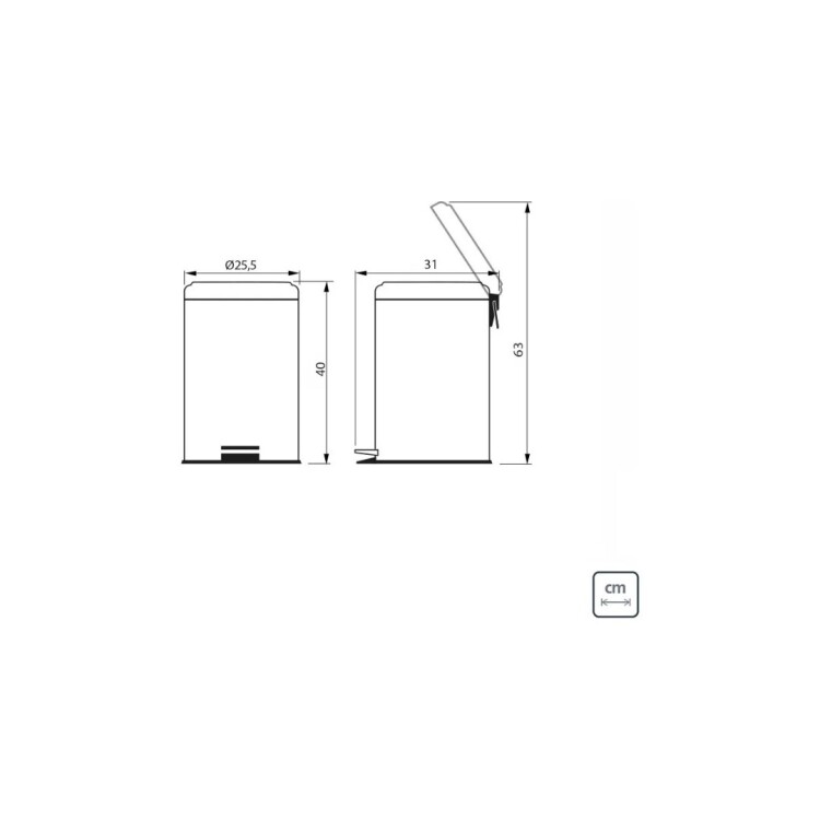 PAPELERA TACHO ACERO INOXIDABLE TRAMONTINA 12LTS PLATEADO