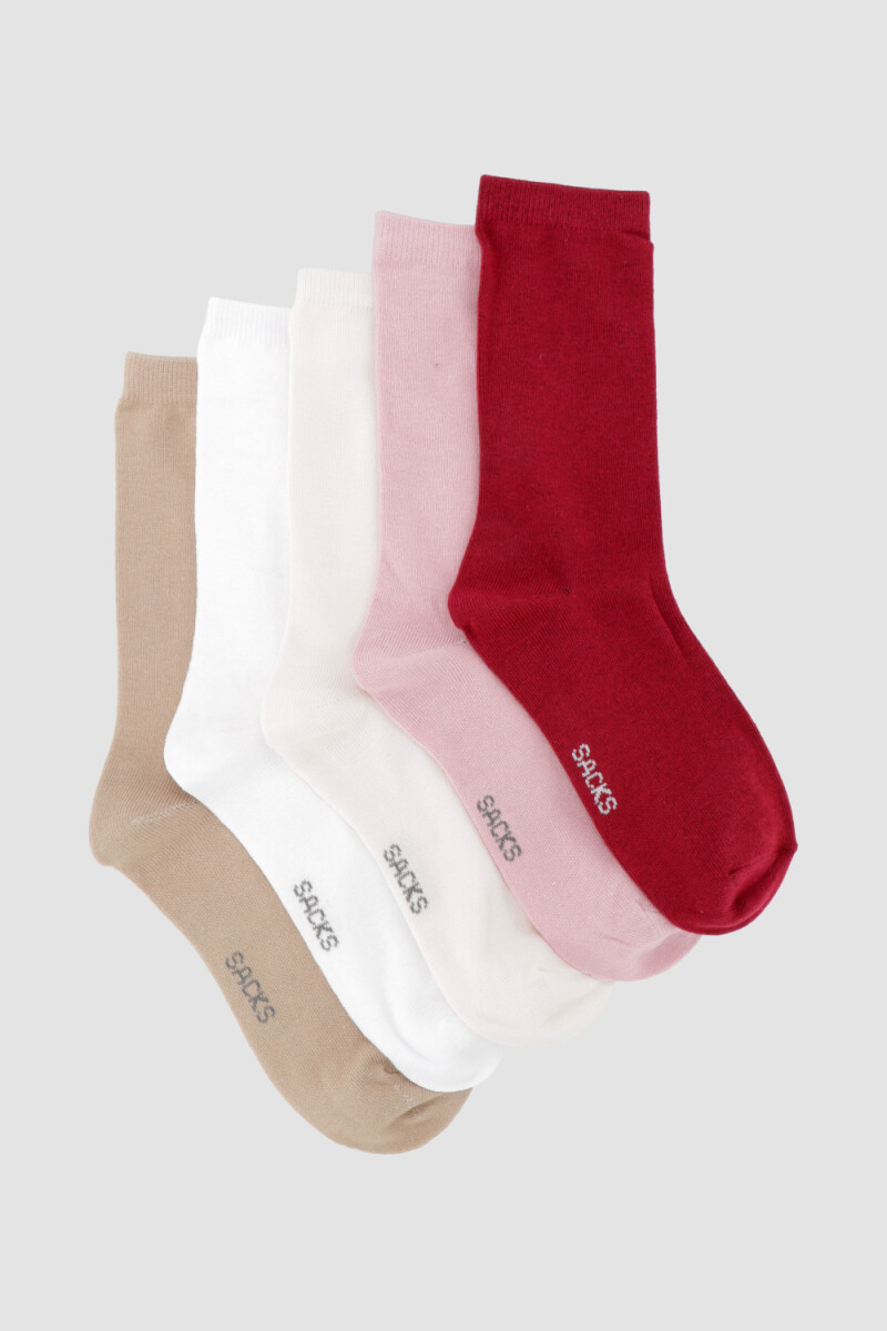 Packs de cinco medias lisas. de algodón. en varios colores s Variante 30