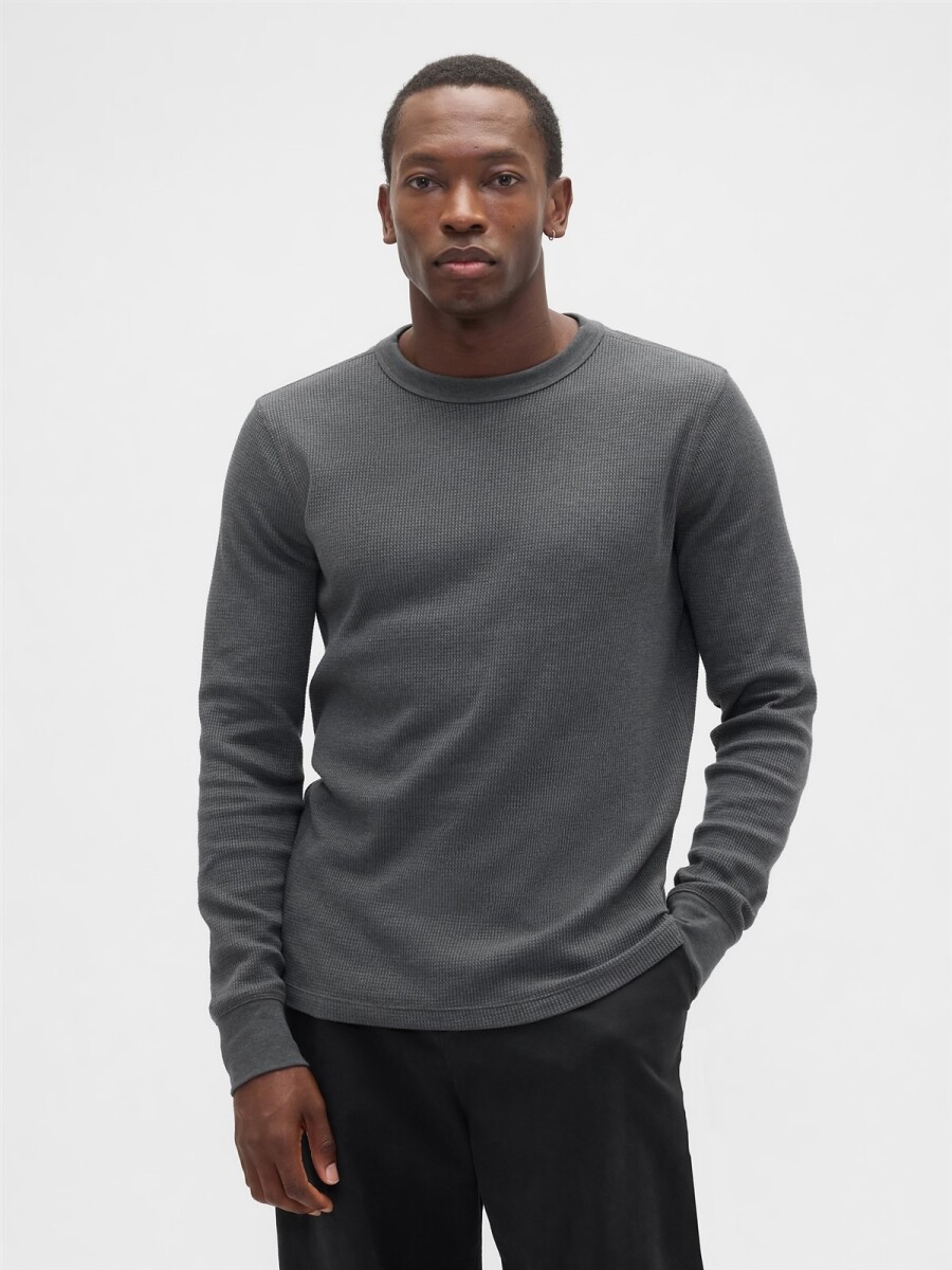 Remera Waffle Hombre - B65 Dark Heather Grey 