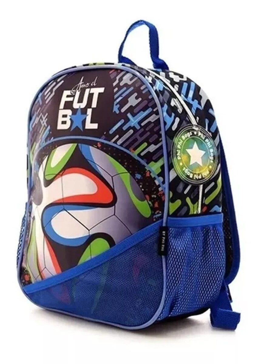 Mochila Jardin Escolar Pelota Amo El Futbol Phi Phi Bags Color Azul 