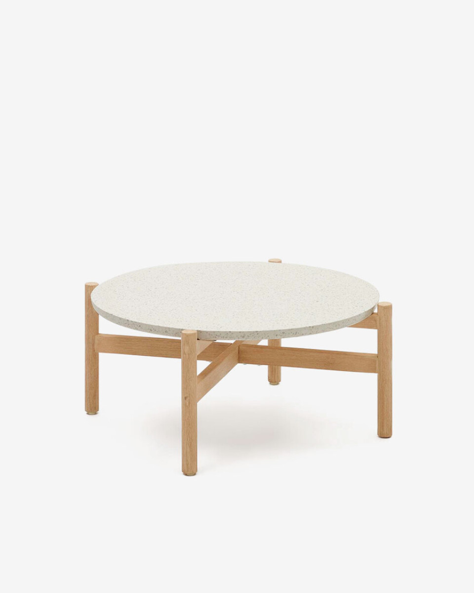 Mesa de centro Pola de cemento y madera maciza de eucalipto Ø 80 cm FSC 100% 