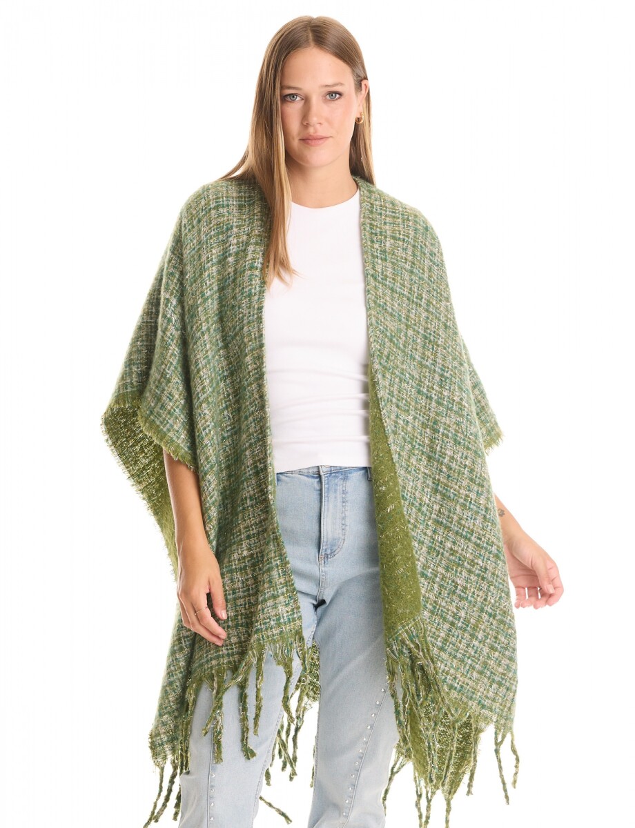 Ruana Tweed Flecos - Verde/multi 