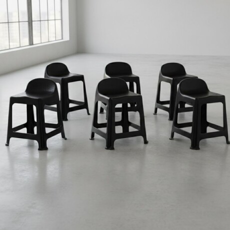 Banquetas x6 con respaldo apilable resistente NEGRO