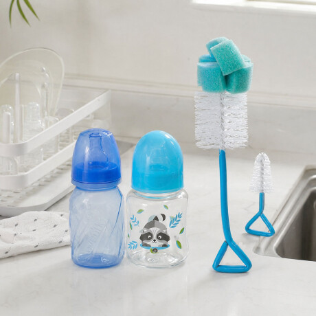 Set Evenflo X2 Mamaderas 120ml Flujo Lento + X2 Cepillos Celeste