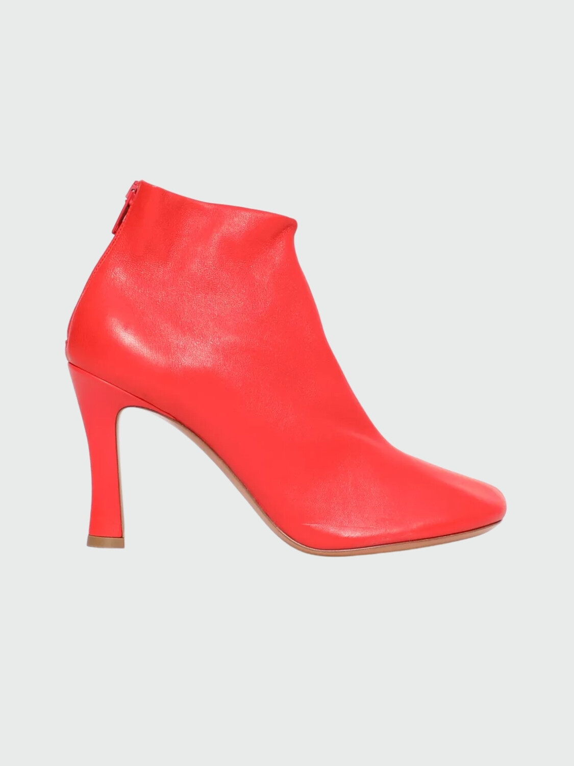 Celine- Botines de cuero con punta redondeada Terracota