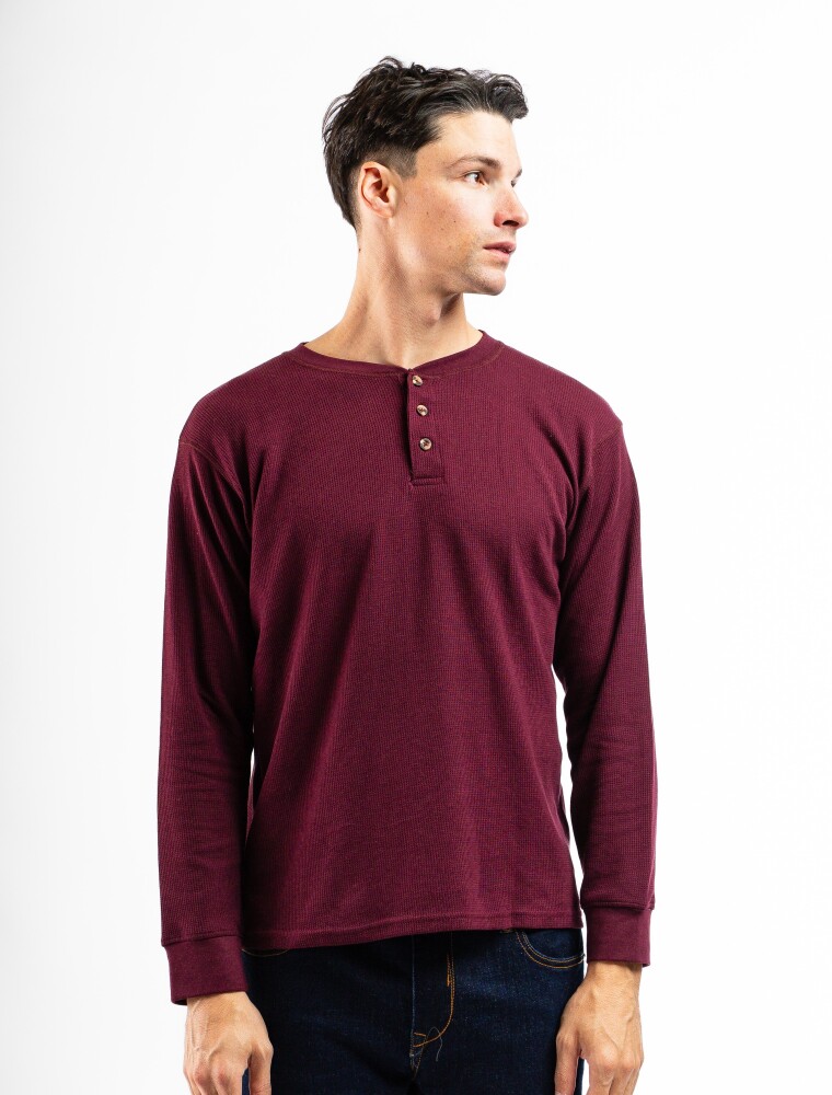 Remera Manga Larga Termal con Botones Bordo