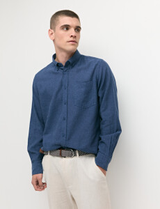 011665 CAMISA DE LINO HARRINGTON LABEL Azul Piedra