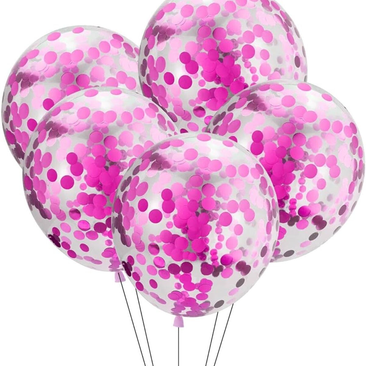 Globo Transparente con Confetti x6 - Fucsia 