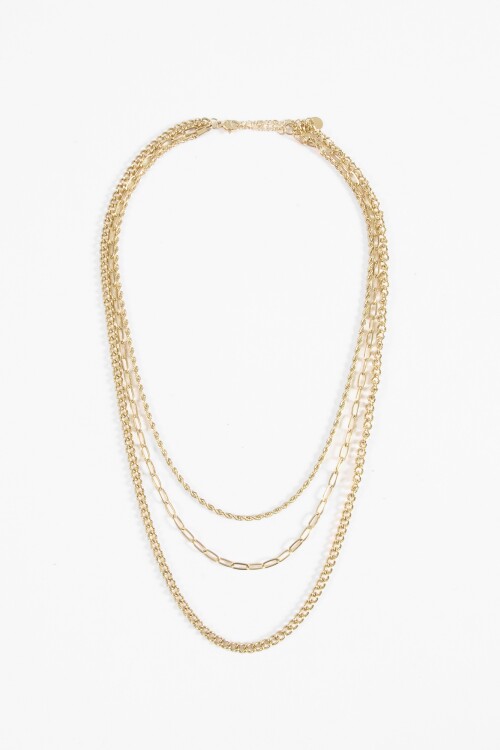 Collar acero triple dorado