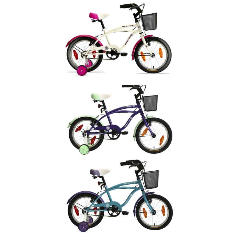 Bicicleta Infantil Baccio Ipanema rodado 16 con canasto Violeta/Verde