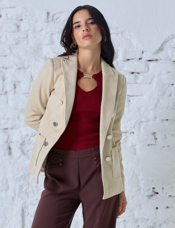 Blazer Botones Brillo BEIGE