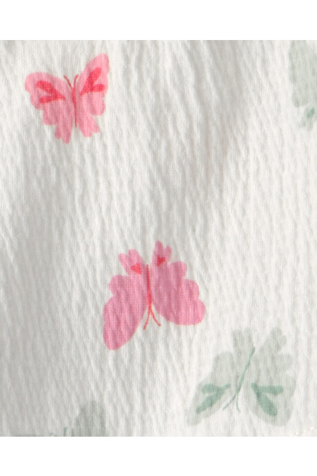 Set dos piezas, short de algodón y blusa de jersey arrugado, diseño mariposas. Talles 6-24M Sin color