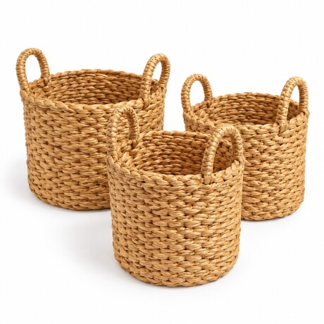 CANASTOS 3 UNIDADES COLOR BEIGE 21.5X15 - 16X14 - 15X12 HP0057 001