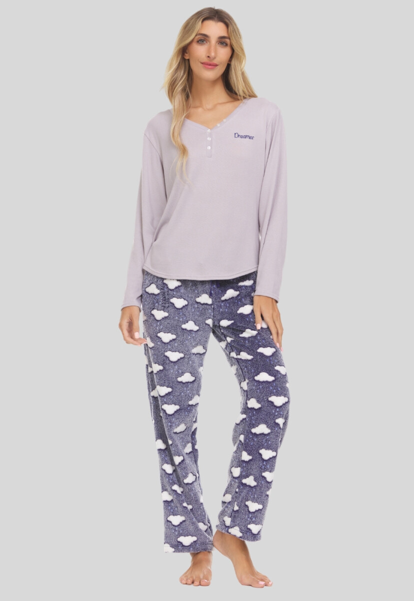 PIYAMA EN FLEECE - GRIS 