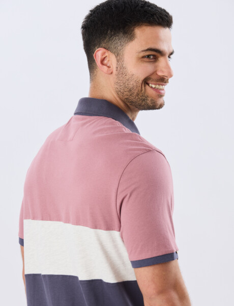 REMERA POLO RAYADA JERSEY Rosa