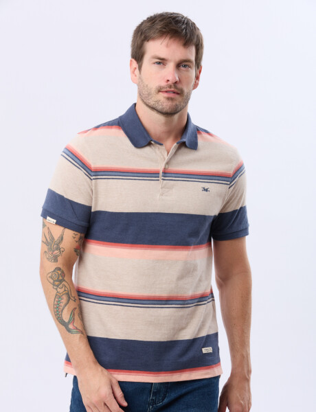 REMERA POLO RAYADA Beige